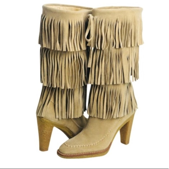 Michael Kors Moccasin Suede Fringe Boots - Picture 1 of 8
